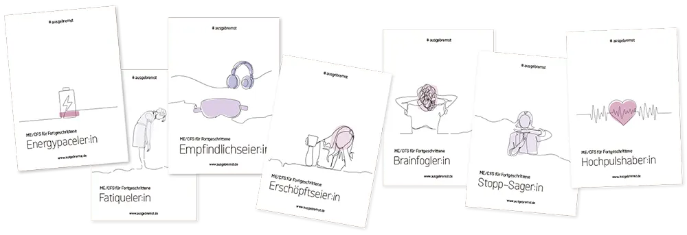 Sieben #ausgebremst-Postkarten